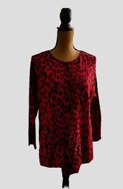 Inc international Pre-loved  Concepts Red Leopard Sweater Size PXL