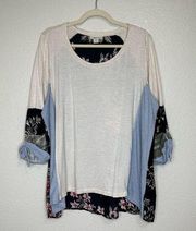 Style & Co Mixed Media Floral 3/4 Sleeves Top