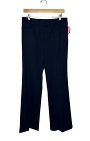 Lafayette 148 Navy Flat Front Trouser Wool Blend Straight Leg Dress Pants Size 8