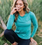 Zyia Active Chill Teal Long Sleeve Ventilation Tee New w Tags, Medium, MSRP $55