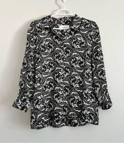 Ba&sh Women’s Black White Floral Paisley Button Front Lady Shirt Size Medium