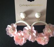 Catherine  Pink Floral on Ivory Silk thread Hoops