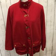 Lauren by Ralph Lauren Cardigan with gold buckle closers size 1X, 100% cotton