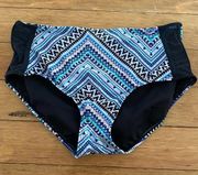 Womens OP Cheeky High Cut Swimsuit Bottoms Geometric Black Side Panels size Med