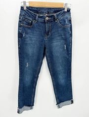 Jag Jeans Dark Wash Blue Denim Rolled Cuff Capri Jeans Women's Size 4