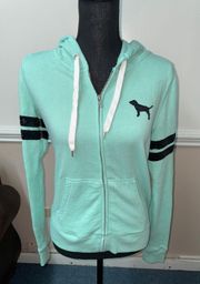 PINK - Victoria's Secret  Mint Green Hooded French Terry Jacket with Sequins