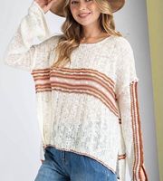 Easel Sweaters | Long Flare Sleeve Relaxed Fit Sweater | Color: Cream | Size: S