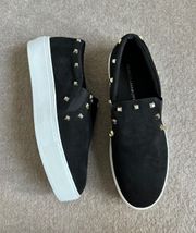 Black Suede Studded Slip-on Shoes ~ 8.5M