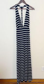 Lover + Friends Striped Jersey Halter Maxi Dress Size Small Navy Blue NEW
