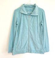 TOMMY BAHAMA Aqua Blue Full Zip Long Sleeve 100% Cotton Lightweight Sweatshirt S