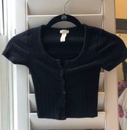 Black Button Crop Top