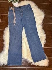 Kikit denim bootcut/flare suede belted denim sz 14