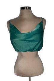 Nat satin crop top cowl neck spaghetti straps size Small NWT