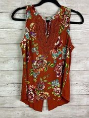 Daniel Rainn Floral Sleeveless Top Size Small Petite