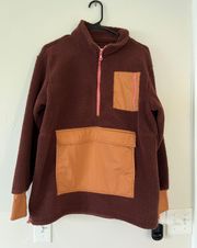 Maroon Quarter-Zip Pullover With Thumb Holes