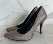 BALMAIN Taupe Suede Woven Heels Sz 37/7