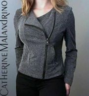 Catherine Malandrino Marled Gray Knit Zip Up Moto Jacket, Size XXL