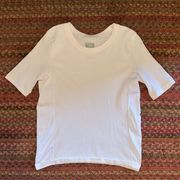 ATHLETA WHITE RIBBED BASIC ATHLETIC TEE