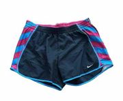 Nike  Dri-Fit running shorts in black with pink and blue accents - Size S