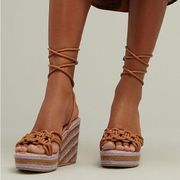Anthropologie Raffia Platform Gladiator Wedge Sandals Size 38 - NEW!