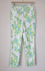 J. McLaughlin Green Floral Skinny Pants Sz 4