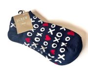 J.Crew Women's Dressy Style Ankle Socks XOXO Heart Print NWT