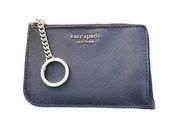 Kate Spade black leather slim card holder with keychain NEW