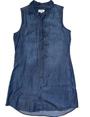 🛍️WAX JEAN CO. Chambray Sleeveless Denim Button Up Dress Size M