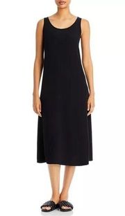 Eileen Fisher Sq-neck Black Sheath Dress | Medium