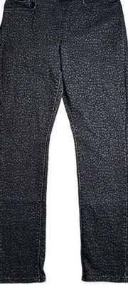 Womens Levis Pull On Skinny Jeans Leopard Cheetah Print Black Charcoal Size 10