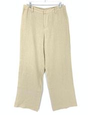 Merona Women's Size 10 Straight Wide Leg Linen Dress Pants Khaki Tan