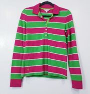 Lilly Pulitzer Green Pink Polo Long Sleeves Shirts