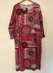 NWT Fashion Mia Colorful Long Sleeve Midi Dress XXL