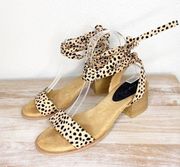 qupid cheetah spotted wrap up ankle sandals size 7