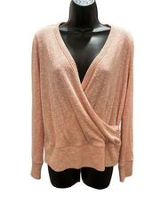 ANTHROPOLOGIE SATURDAY SUNDAY Pink Wrap Front Sweater - size Medium