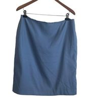 Anne Klein Skirt Women Size 12 Blue Lined A-Line Back Zip Midi Classic Back Slit