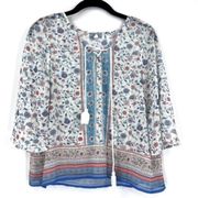 Abbilene Bohemian Flowy Mixed print peasant blouse small cottagecore floral