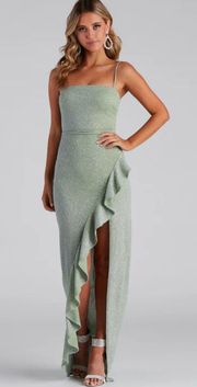 Light Green Sparkle Maxi Dress