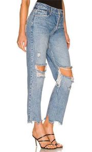 Free People We The Free Women’s Sz 27 High Rise Distressed Straight Leg Jeans