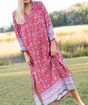 Natural Life Auguste Boho Tassel Balloon Sleeve Maxi Dress Size XS