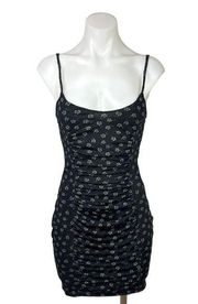 Daisy Street Black Floral Print Spaghetti Strap Sleeveless Bodycon Mini Dress XS