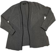 Love Scarlett Gray Open Front Cardigan with Black Trim‎ Women's Size XL