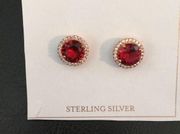 Rose Gold plated Sterling Silver Ruby Stud Earring