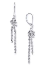 NEW Charter Club Dangle Drop EARRINGS SilverTone Knotted Serpentine Chain 2”