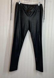 7 for all Mankind Black Faux Leather High Waisted Pull on Leggings Size L