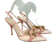 Casadei Women's Cream Light Pink Pointed Toe High Stiletto Heel Sandal Size 5.5