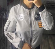 Grey Graphic Bomber jacket