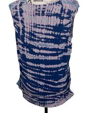 GYPSY 05 Women's Blue & Purple Tie Dye Stretch Coastal Mini Top Shirt Size Mediu