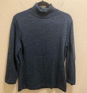 Peruvian Connection Blue Baby Alpaca & Wool Mock Neck Sweater Size S