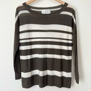 Brochu Walker Linen Cotton Blend Striped Drop Shoulder Sweater